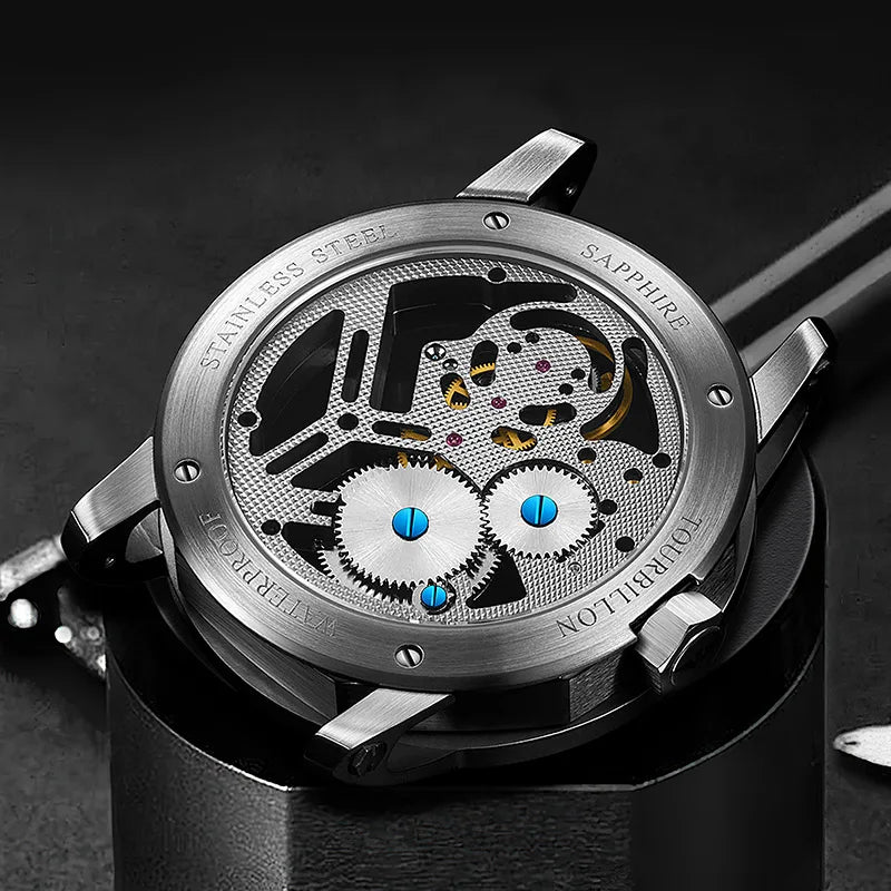 JINLERY Luxury Sports Watch Real Tourbillon Mechanical Watch for Men Fashion Skeleton Wristwatch Relogio Masculino