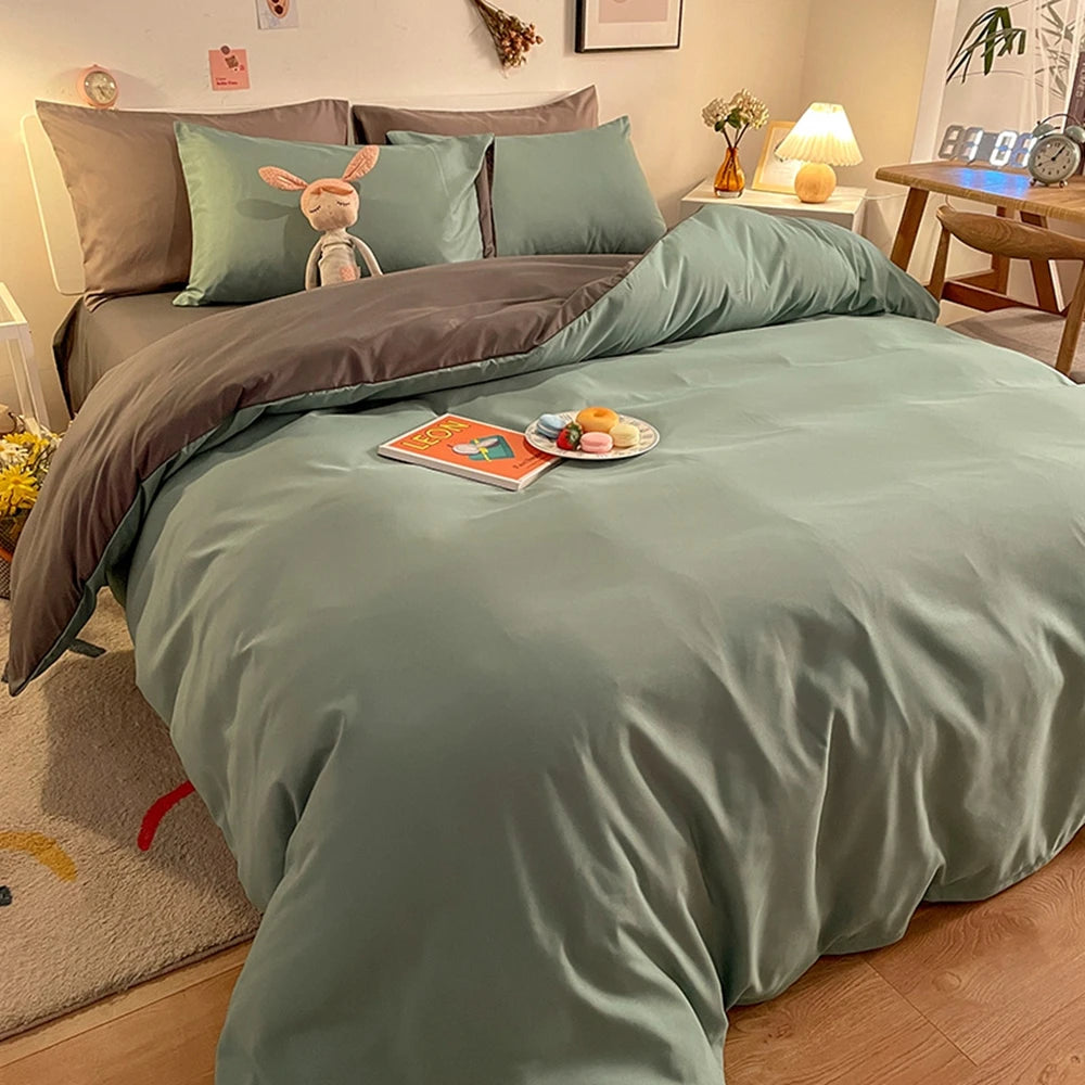 1 pc housse de couette 220x240 White White Gray Color Duvet Cover Double Size funda nordica cama 150 Queen/King Size Bed Cover