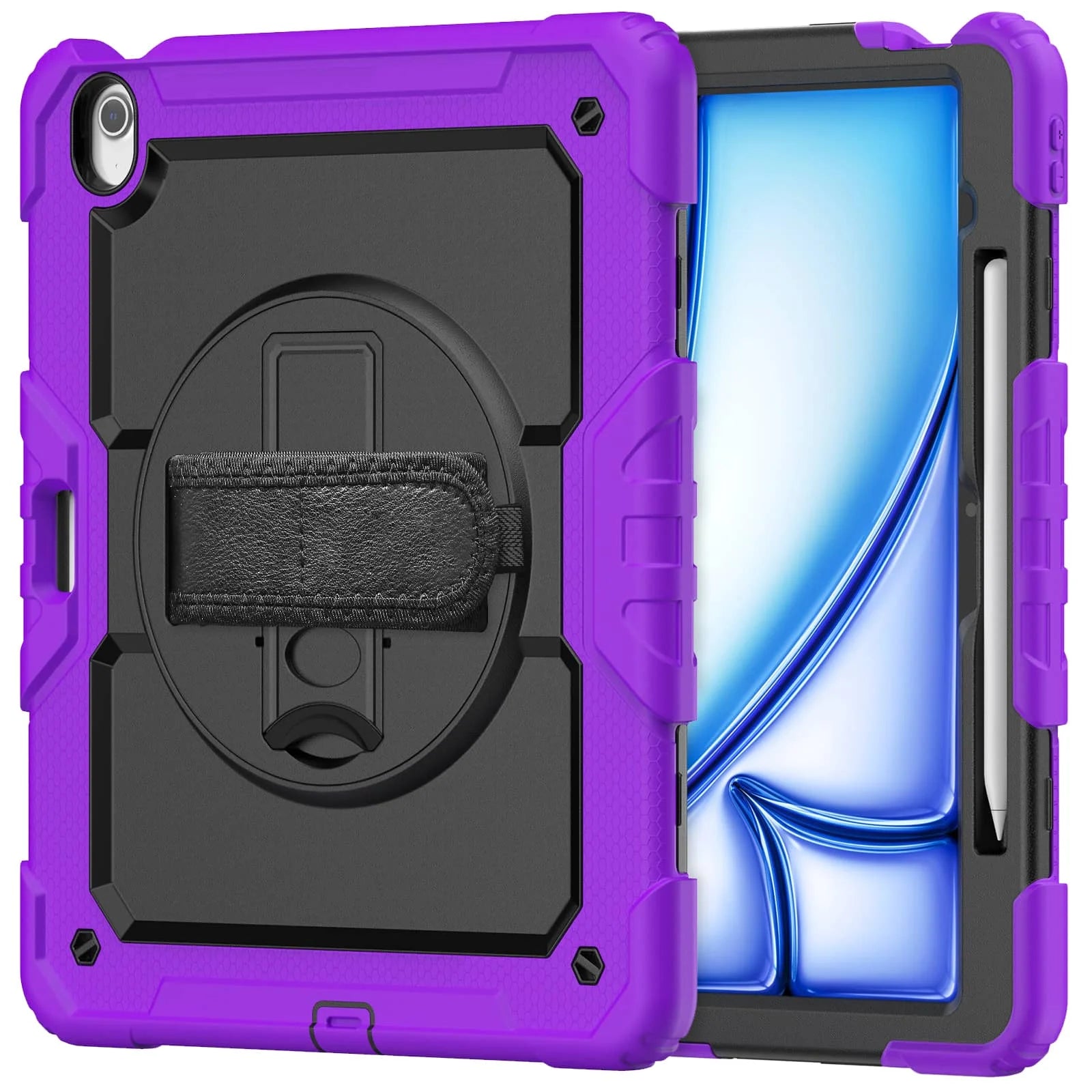 For iPad (A16) 11th Air 11 Air 13 M3  (2025) - Heavy Duty Protective Cover with Screen Protector, Shoulder Strap & Pencil Holder