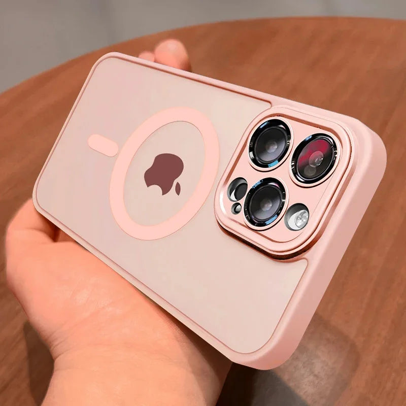 Luxury Frosted Phone Case For iPhone 17 16 15 14 13 12 11 Pro Max 16 15 Plus 17 Pro For Magsafe Matte Transparent Magnetic Cover
