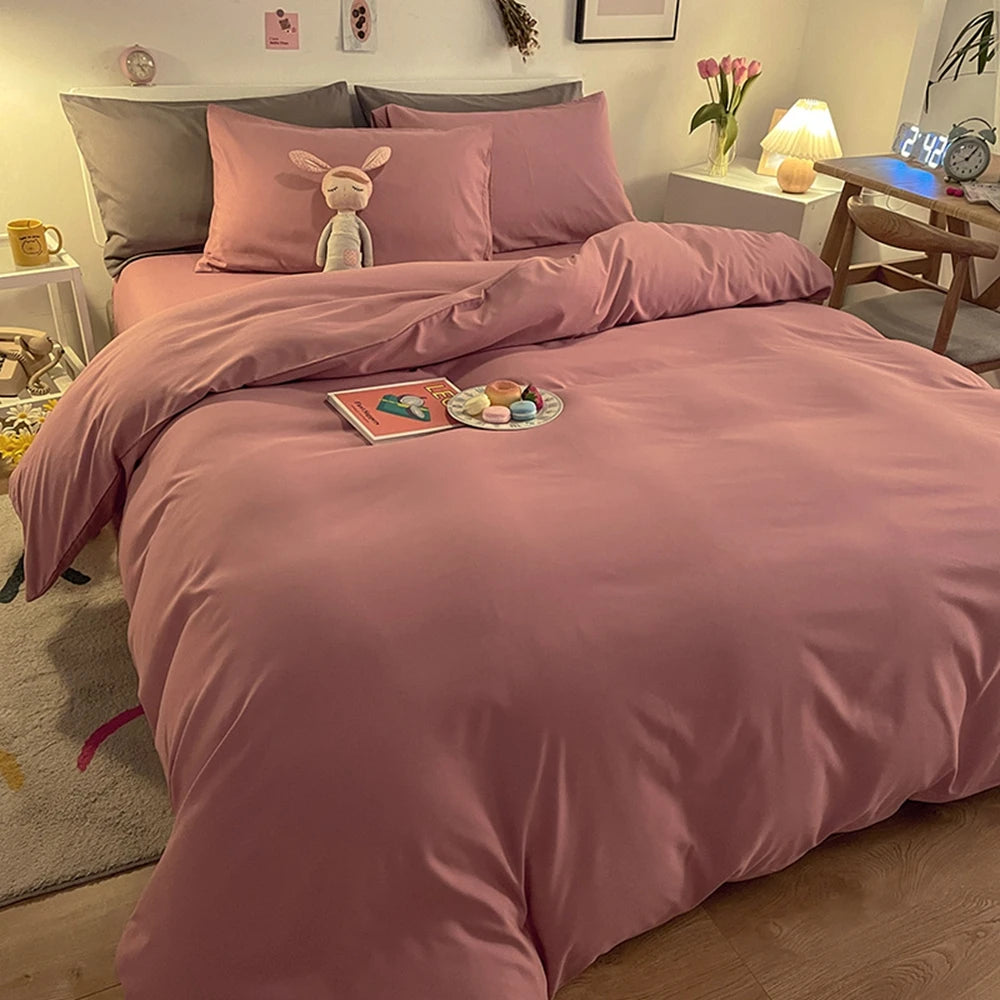 1 pc housse de couette 220x240 White White Gray Color Duvet Cover Double Size funda nordica cama 150 Queen/King Size Bed Cover