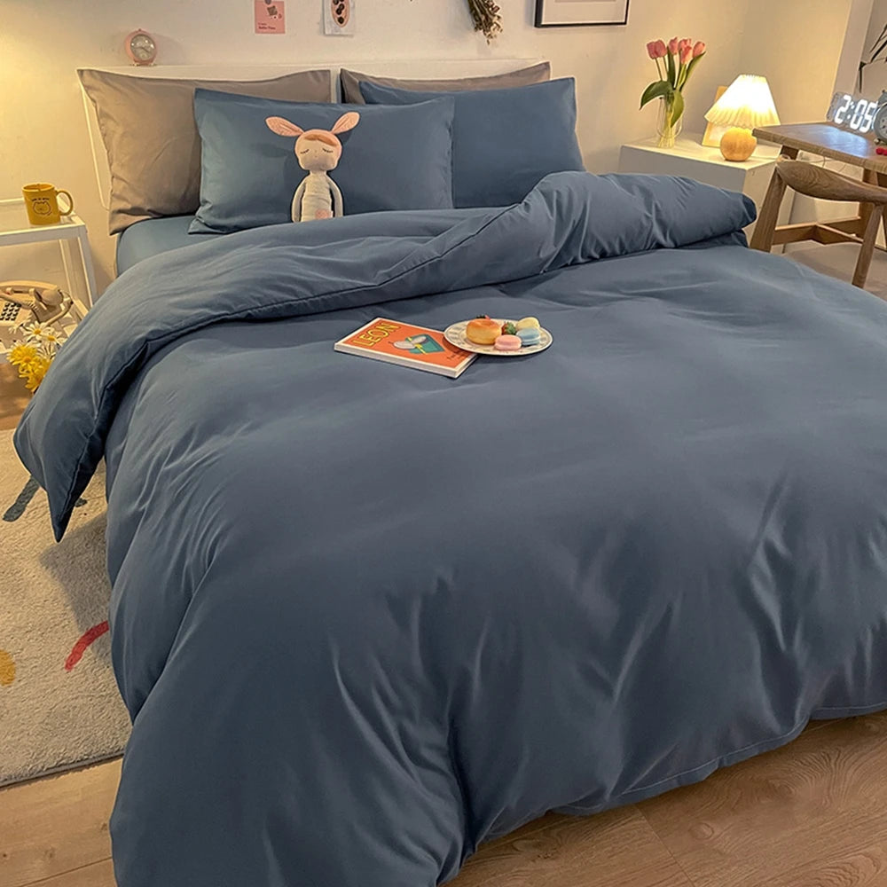 1 pc housse de couette 220x240 White White Gray Color Duvet Cover Double Size funda nordica cama 150 Queen/King Size Bed Cover