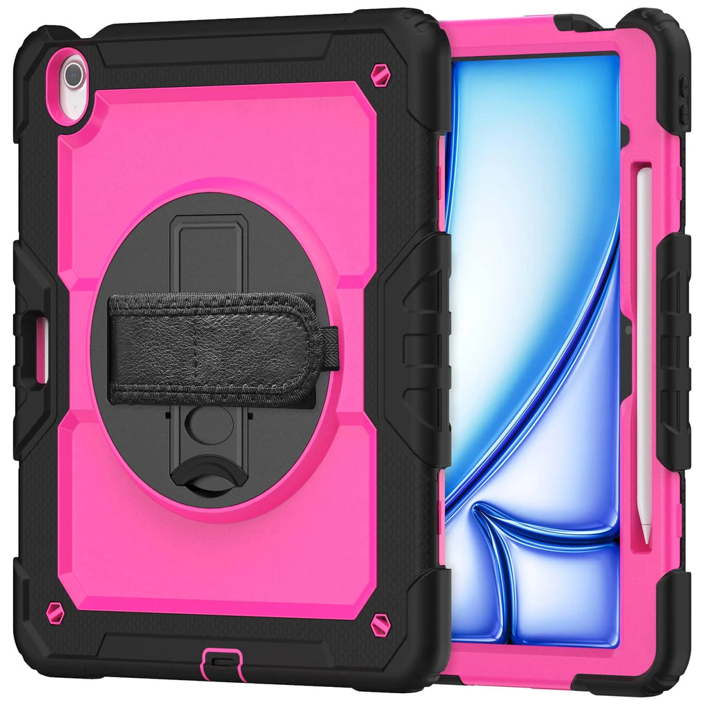 For iPad (A16) 11th Air 11 Air 13 M3  (2025) - Heavy Duty Protective Cover with Screen Protector, Shoulder Strap & Pencil Holder