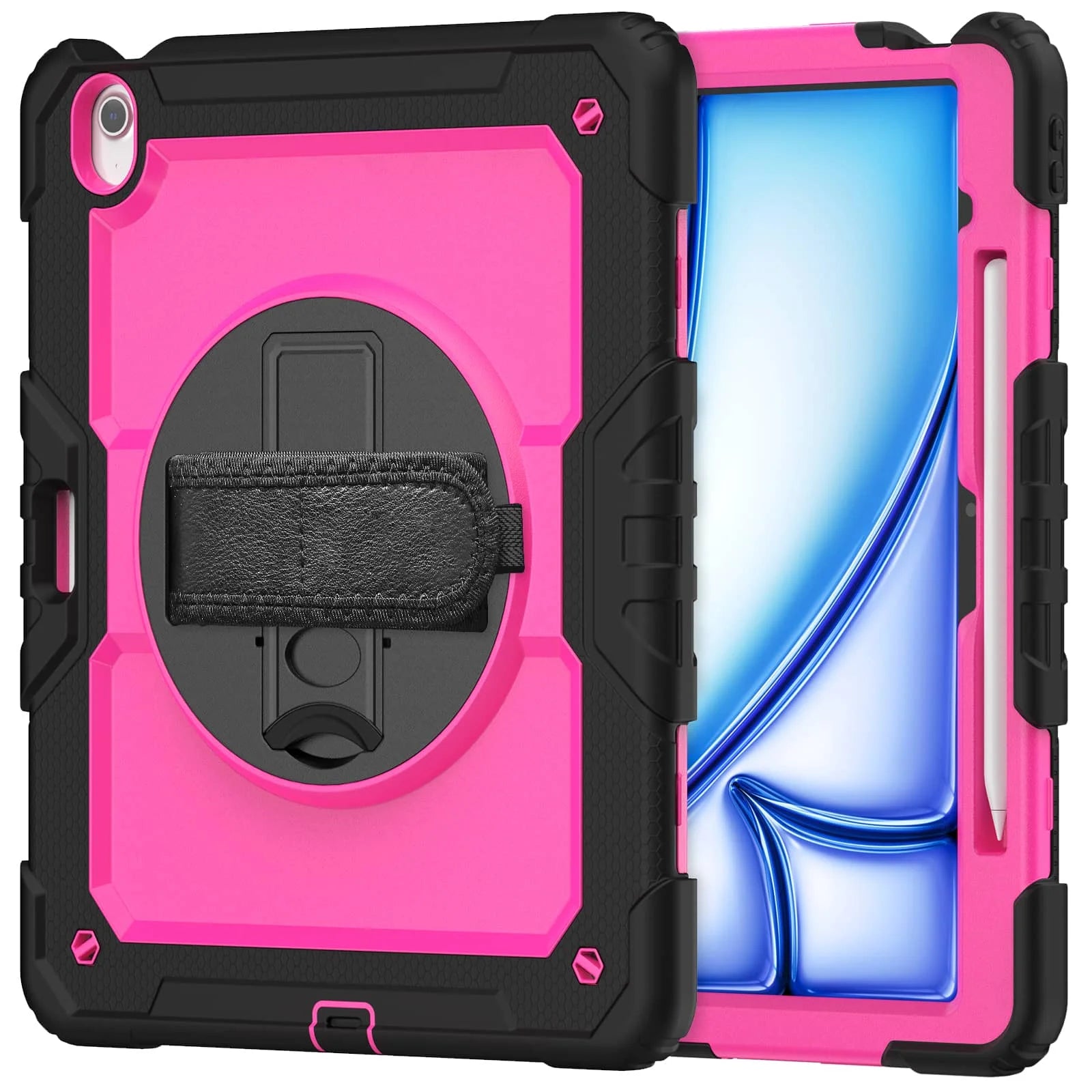 For iPad (A16) 11th Air 11 Air 13 M3  (2025) - Heavy Duty Protective Cover with Screen Protector, Shoulder Strap & Pencil Holder
