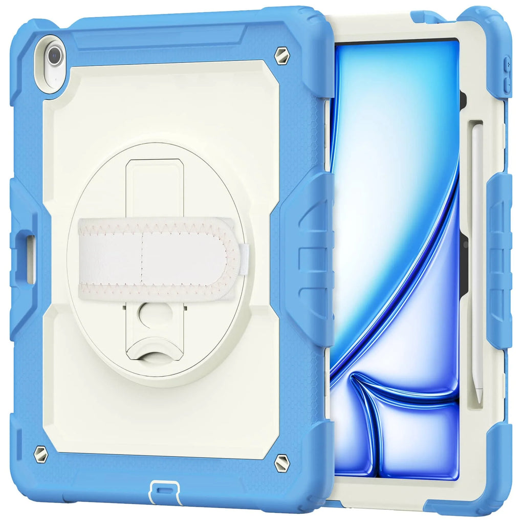 For iPad (A16) 11th Air 11 Air 13 M3  (2025) - Heavy Duty Protective Cover with Screen Protector, Shoulder Strap & Pencil Holder