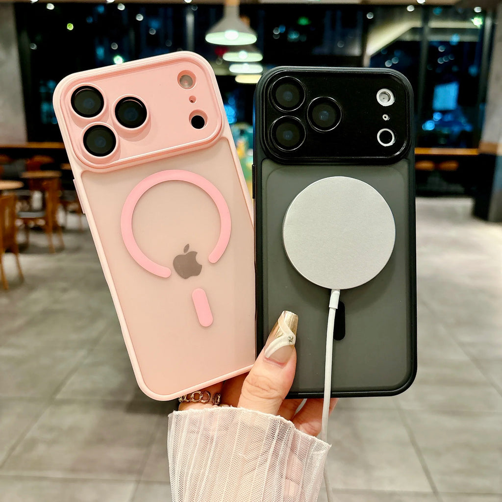 Luxury For Magsafe Phone Case For iPhone 17 16 15 14 13 12 11 Pro Max 16 15 17 Pro Lens Glass Film Clear Back Magnetic Cover