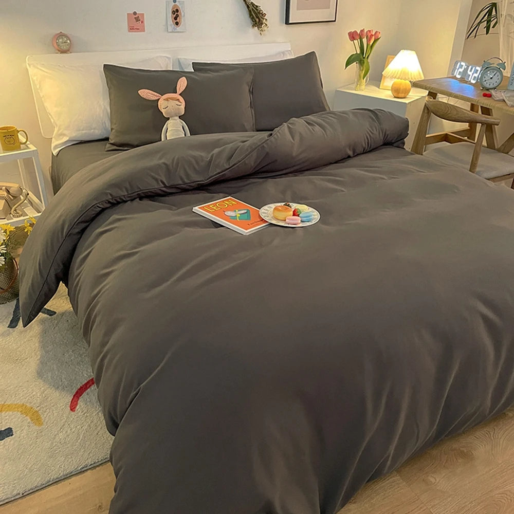 1 pc housse de couette 220x240 White White Gray Color Duvet Cover Double Size funda nordica cama 150 Queen/King Size Bed Cover