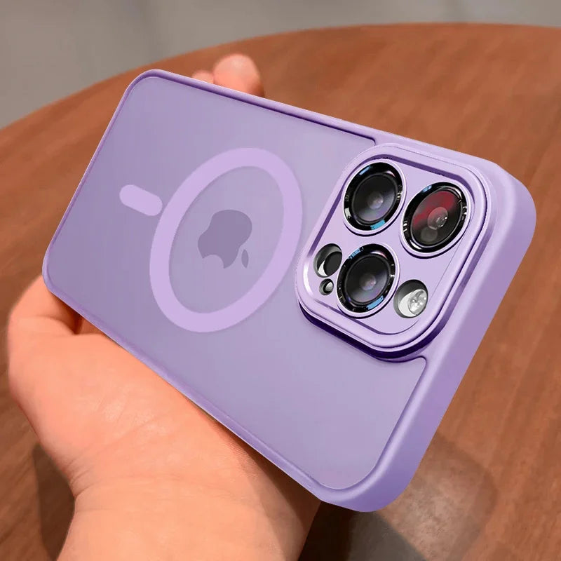 Luxury Frosted Phone Case For iPhone 17 16 15 14 13 12 11 Pro Max 16 15 Plus 17 Pro For Magsafe Matte Transparent Magnetic Cover