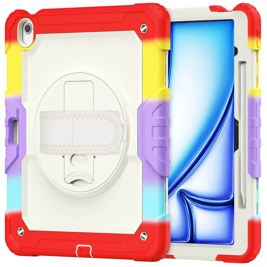 For iPad (A16) 11th Air 11 Air 13 M3  (2025) - Heavy Duty Protective Cover with Screen Protector, Shoulder Strap & Pencil Holder