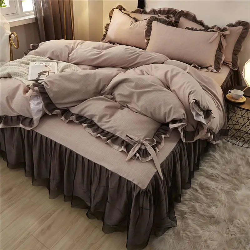 Japan Checkered Collection Soft Bedding Set Duvet Cover with Pillowcases Bedclothes Comforter covers Sets for Girls Home Textile