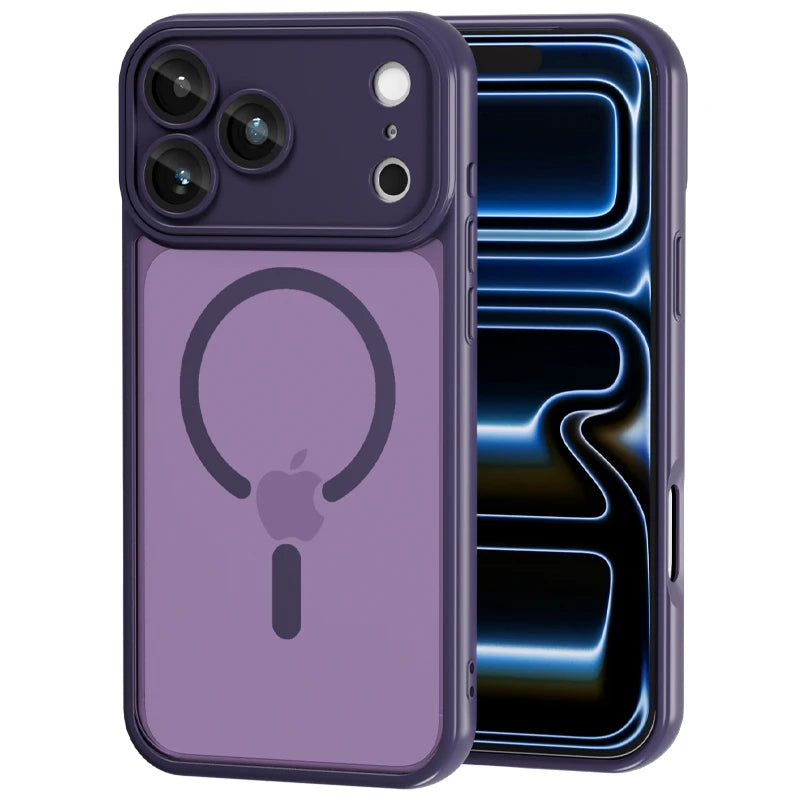 Luxury For Magsafe Phone Case For iPhone 17 16 15 14 13 12 11 Pro Max 16 15 17 Pro Lens Glass Film Clear Back Magnetic Cover
