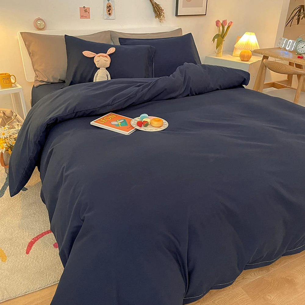 1 pc housse de couette 220x240 White White Gray Color Duvet Cover Double Size funda nordica cama 150 Queen/King Size Bed Cover