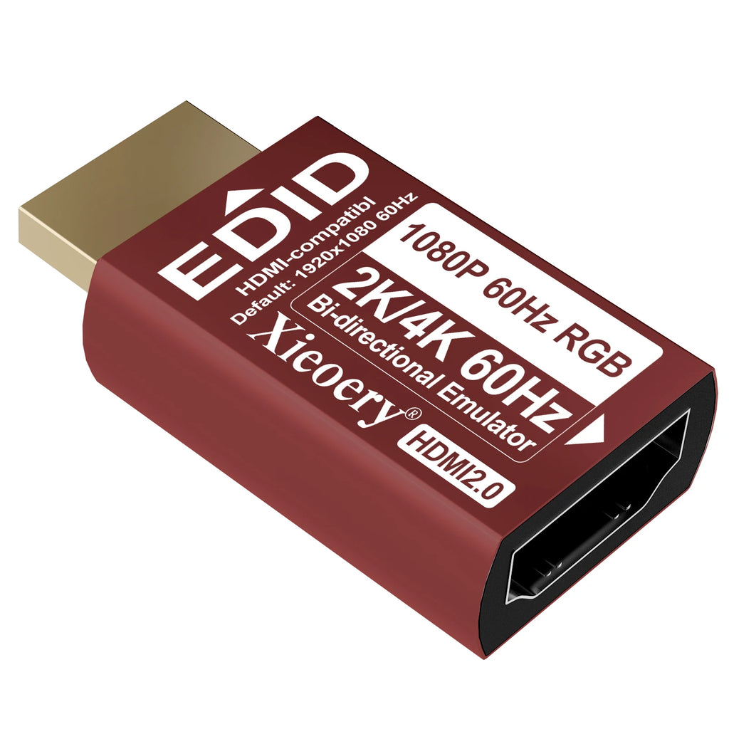 HDMI EDID Emulator 1080P 60Hz RGB Default, UHD Dummy Display Adapter for Remote Access, GPU Rigs, KVM, 4K/2K Ultra-Wide