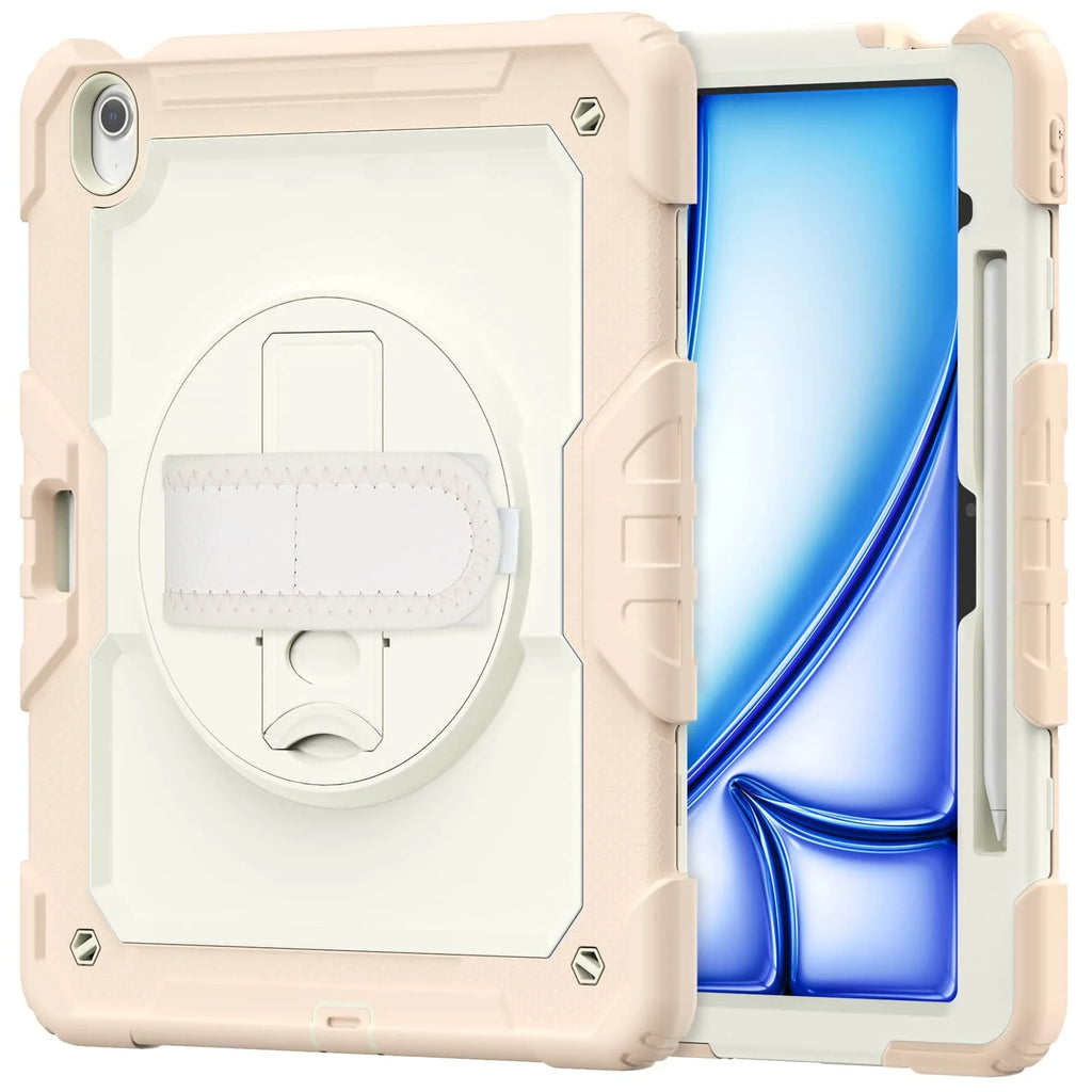 For iPad (A16) 11th Air 11 Air 13 M3  (2025) - Heavy Duty Protective Cover with Screen Protector, Shoulder Strap & Pencil Holder