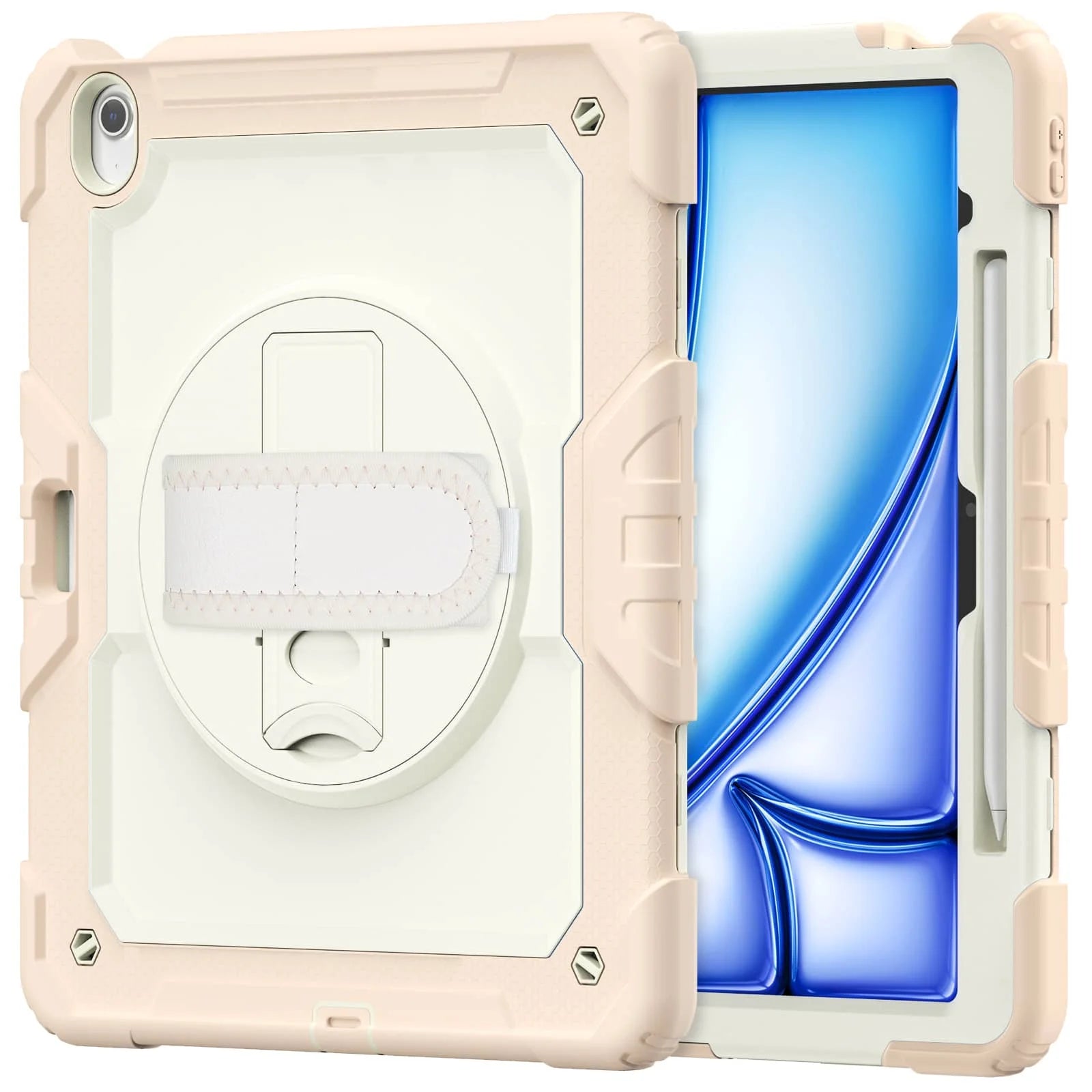 For iPad (A16) 11th Air 11 Air 13 M3  (2025) - Heavy Duty Protective Cover with Screen Protector, Shoulder Strap & Pencil Holder