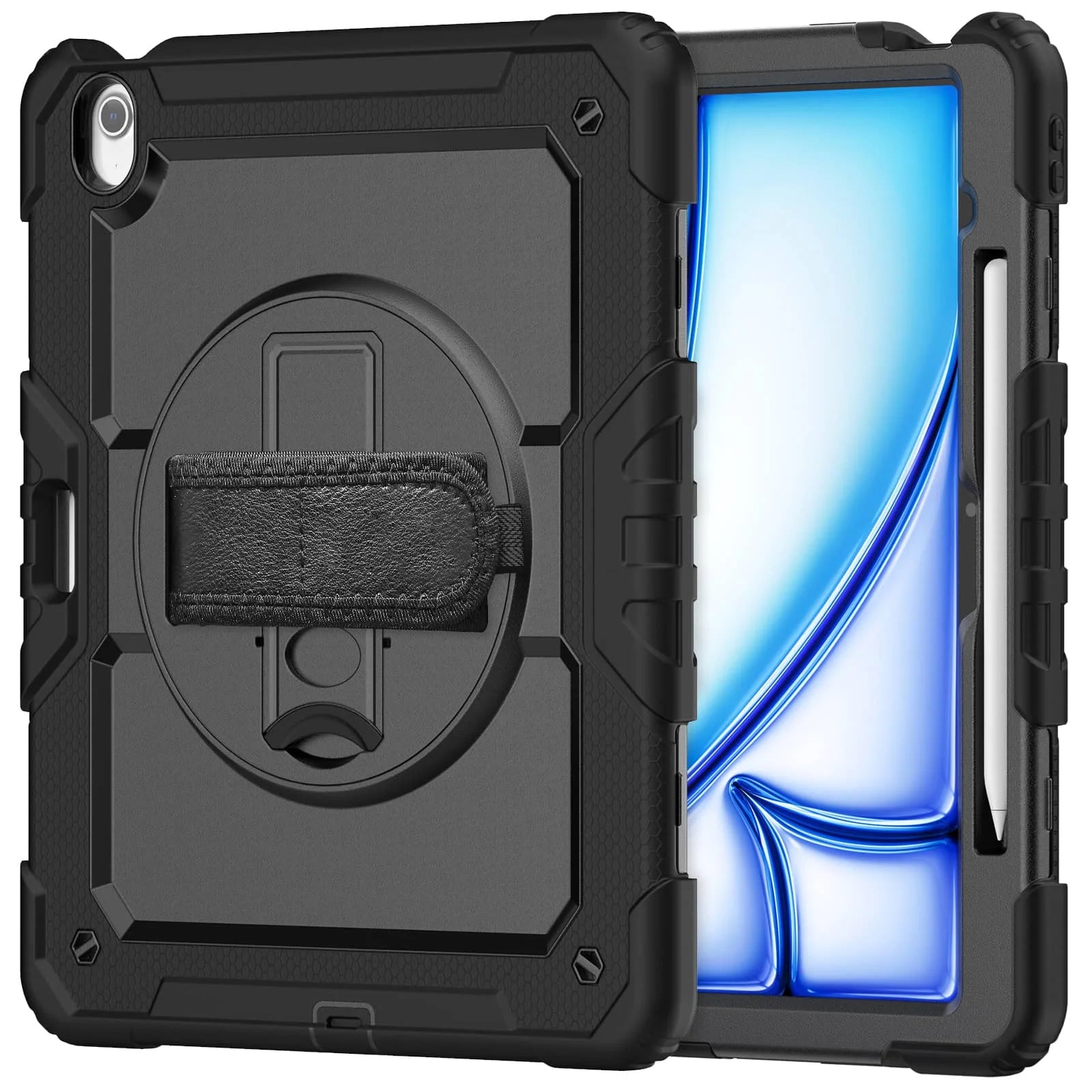 For iPad (A16) 11th Air 11 Air 13 M3  (2025) - Heavy Duty Protective Cover with Screen Protector, Shoulder Strap & Pencil Holder