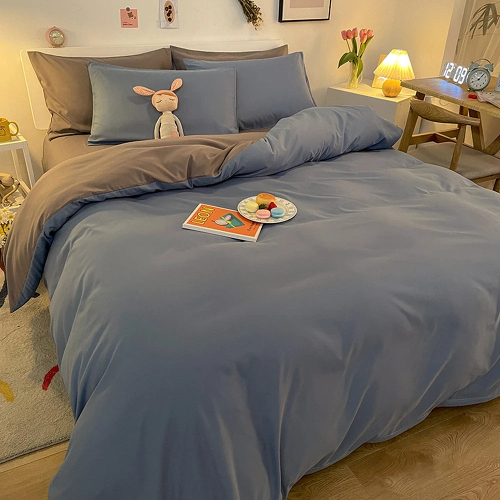 1 pc housse de couette 220x240 White White Gray Color Duvet Cover Double Size funda nordica cama 150 Queen/King Size Bed Cover