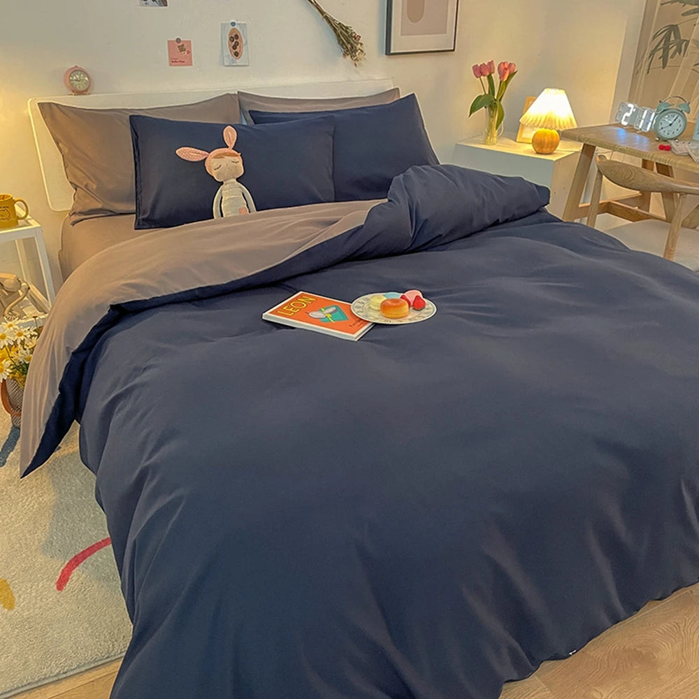 1 pc housse de couette 220x240 White White Gray Color Duvet Cover Double Size funda nordica cama 150 Queen/King Size Bed Cover