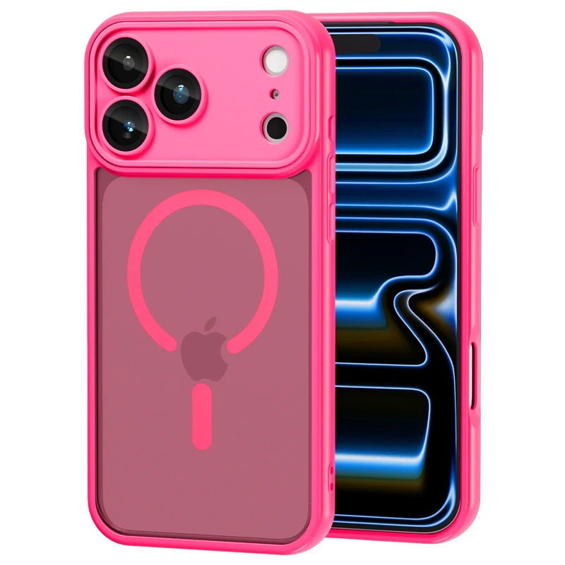 Luxury For Magsafe Phone Case For iPhone 17 16 15 14 13 12 11 Pro Max 16 15 17 Pro Lens Glass Film Clear Back Magnetic Cover