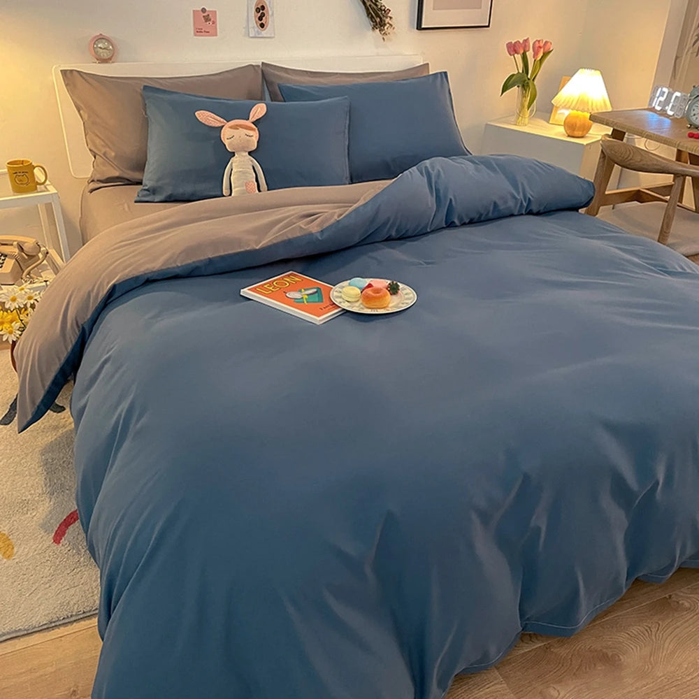1 pc housse de couette 220x240 White White Gray Color Duvet Cover Double Size funda nordica cama 150 Queen/King Size Bed Cover