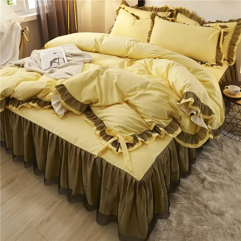 Japan Checkered Collection Soft Bedding Set Duvet Cover with Pillowcases Bedclothes Comforter covers Sets for Girls Home Textile