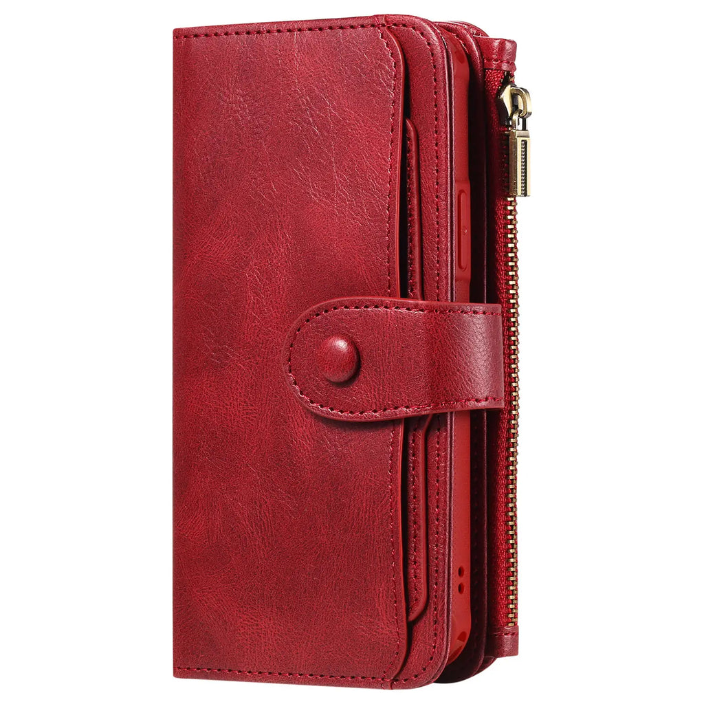 2 in 1 Detachable Magnetic Wallet Case for iPhone 15 14 13 12 11 Pro Max Wallet with Card Holder,Zipper,Pouch Pocket Flip Cover