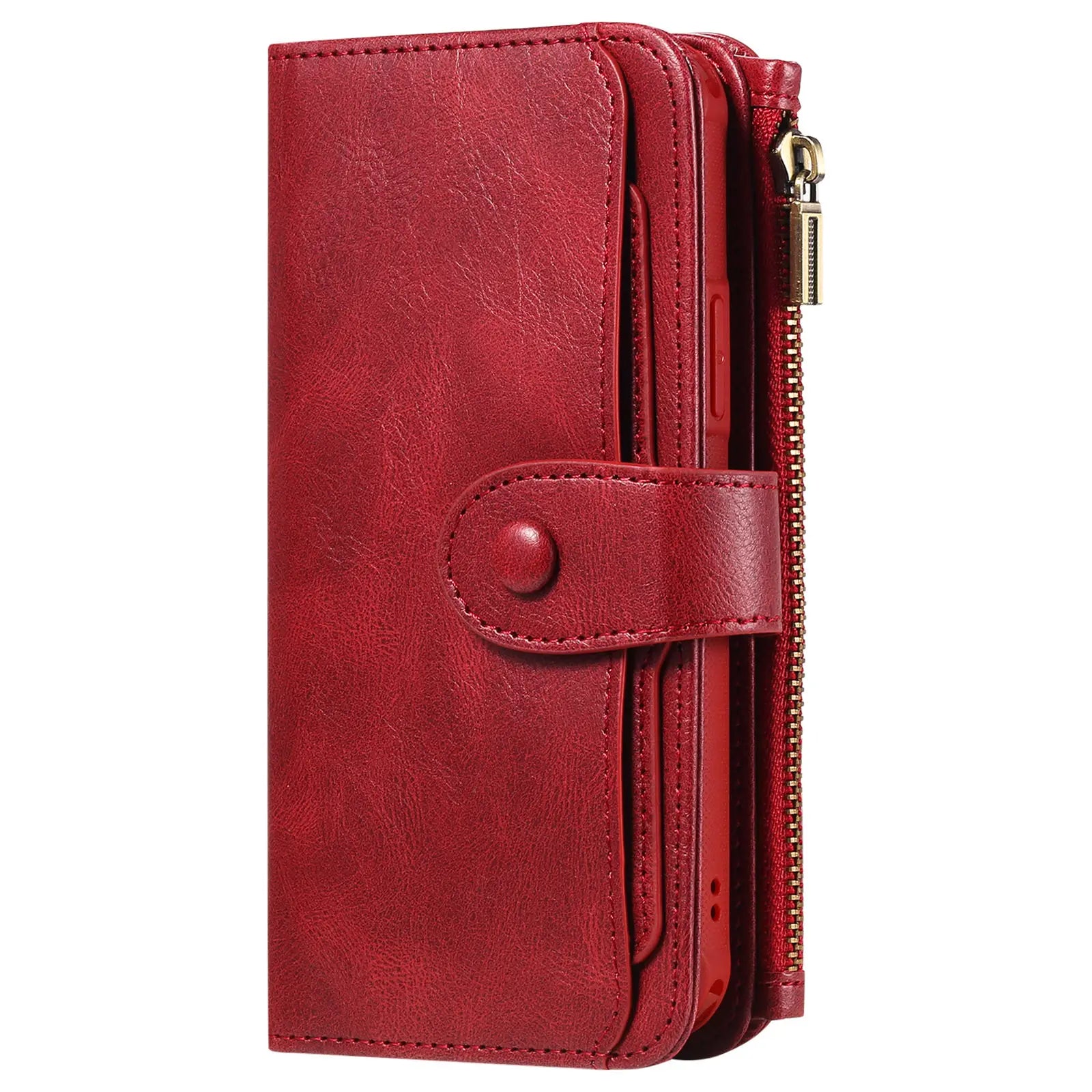 2 in 1 Detachable Magnetic Wallet Case for iPhone 15 14 13 12 11 Pro Max Wallet with Card Holder,Zipper,Pouch Pocket Flip Cover