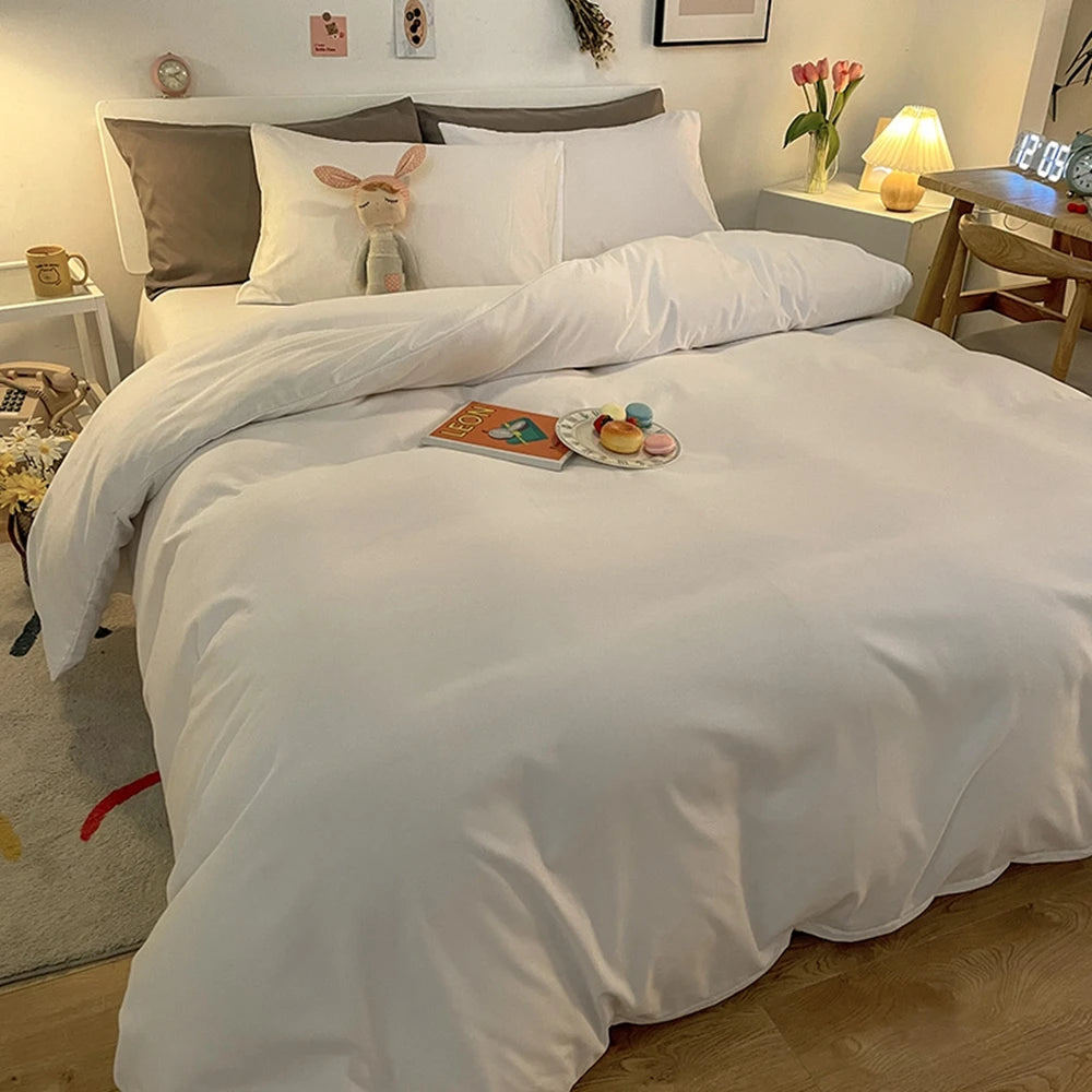 1 pc housse de couette 220x240 White White Gray Color Duvet Cover Double Size funda nordica cama 150 Queen/King Size Bed Cover