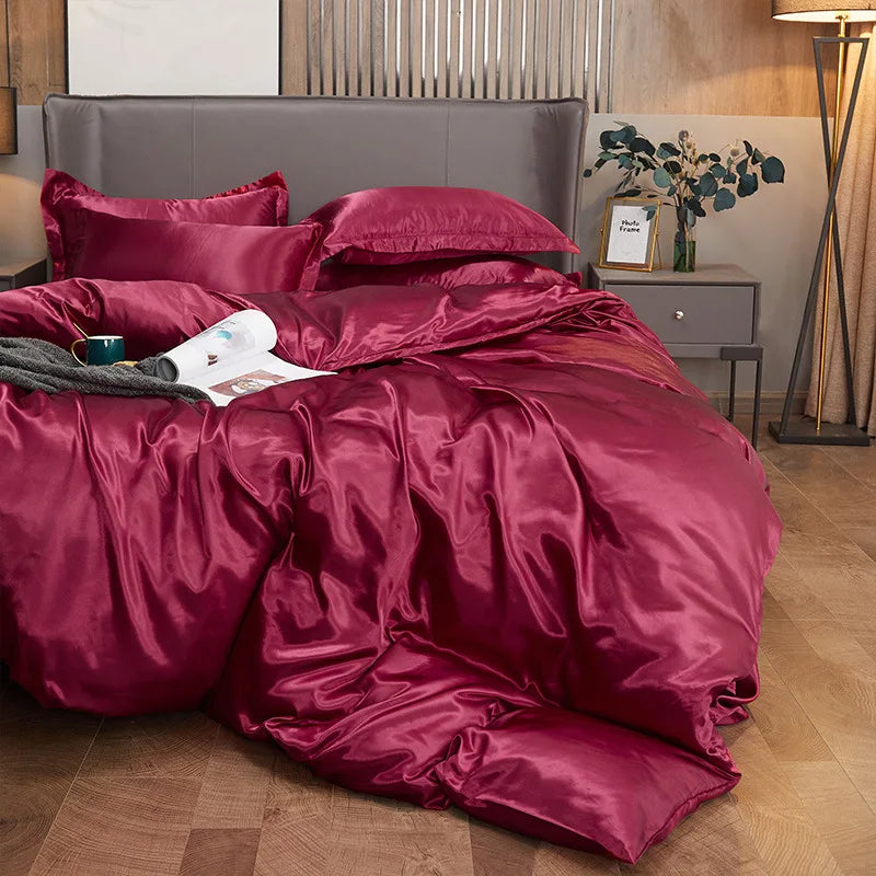 Duvet Cover Set Bed 120/150/180/200 Tencel Silk Bedding Set Black Green White Summer Sheet Luxury Stretch Fitted Sheet 180x200
