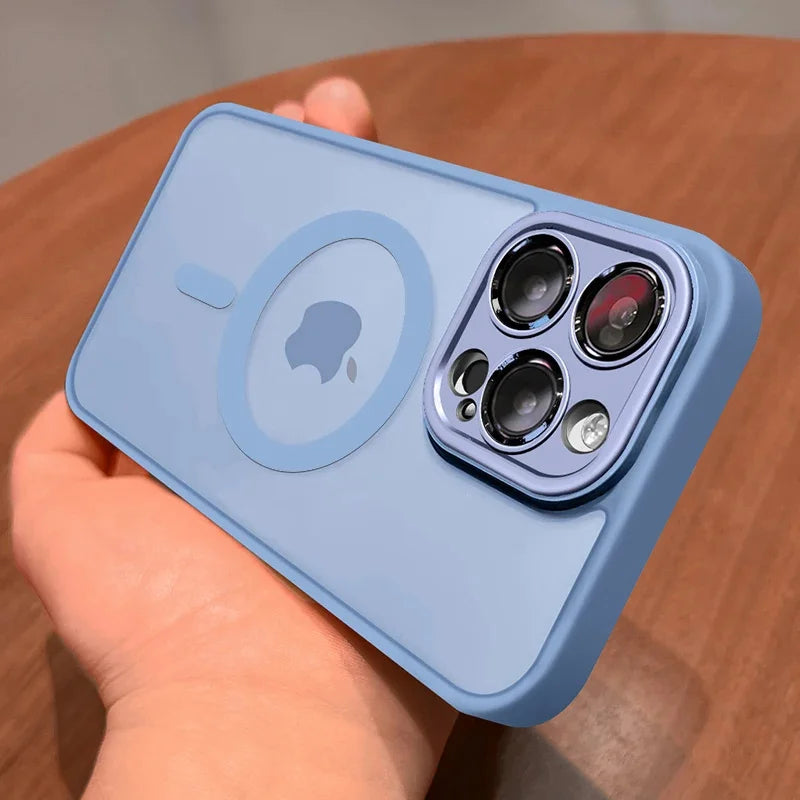 Luxury Frosted Phone Case For iPhone 17 16 15 14 13 12 11 Pro Max 16 15 Plus 17 Pro For Magsafe Matte Transparent Magnetic Cover