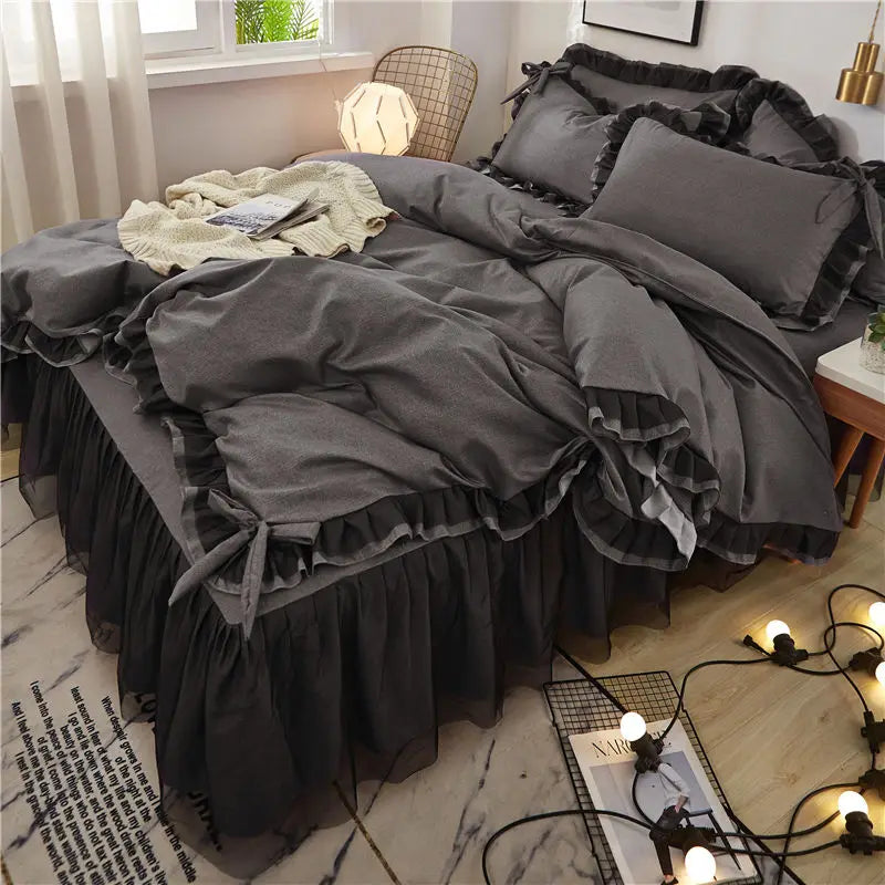 Japan Checkered Collection Soft Bedding Set Duvet Cover with Pillowcases Bedclothes Comforter covers Sets for Girls Home Textile