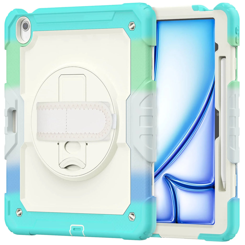 For iPad (A16) 11th Air 11 Air 13 M3  (2025) - Heavy Duty Protective Cover with Screen Protector, Shoulder Strap & Pencil Holder