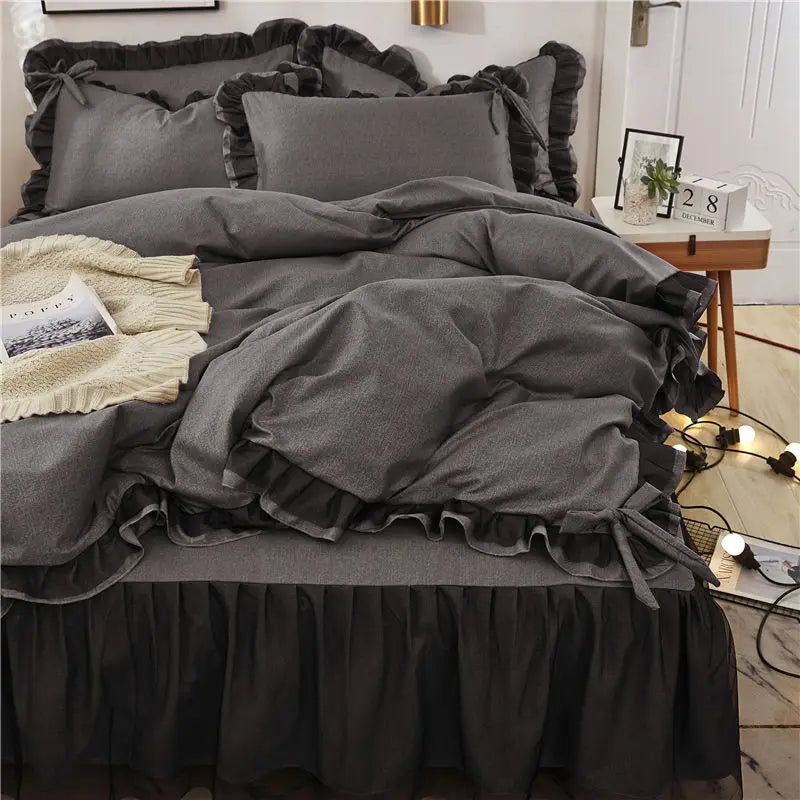 Japan Checkered Collection Soft Bedding Set Duvet Cover with Pillowcases Bedclothes Comforter covers Sets for Girls Home Textile