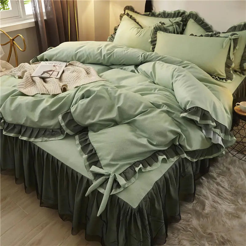 Japan Checkered Collection Soft Bedding Set Duvet Cover with Pillowcases Bedclothes Comforter covers Sets for Girls Home Textile