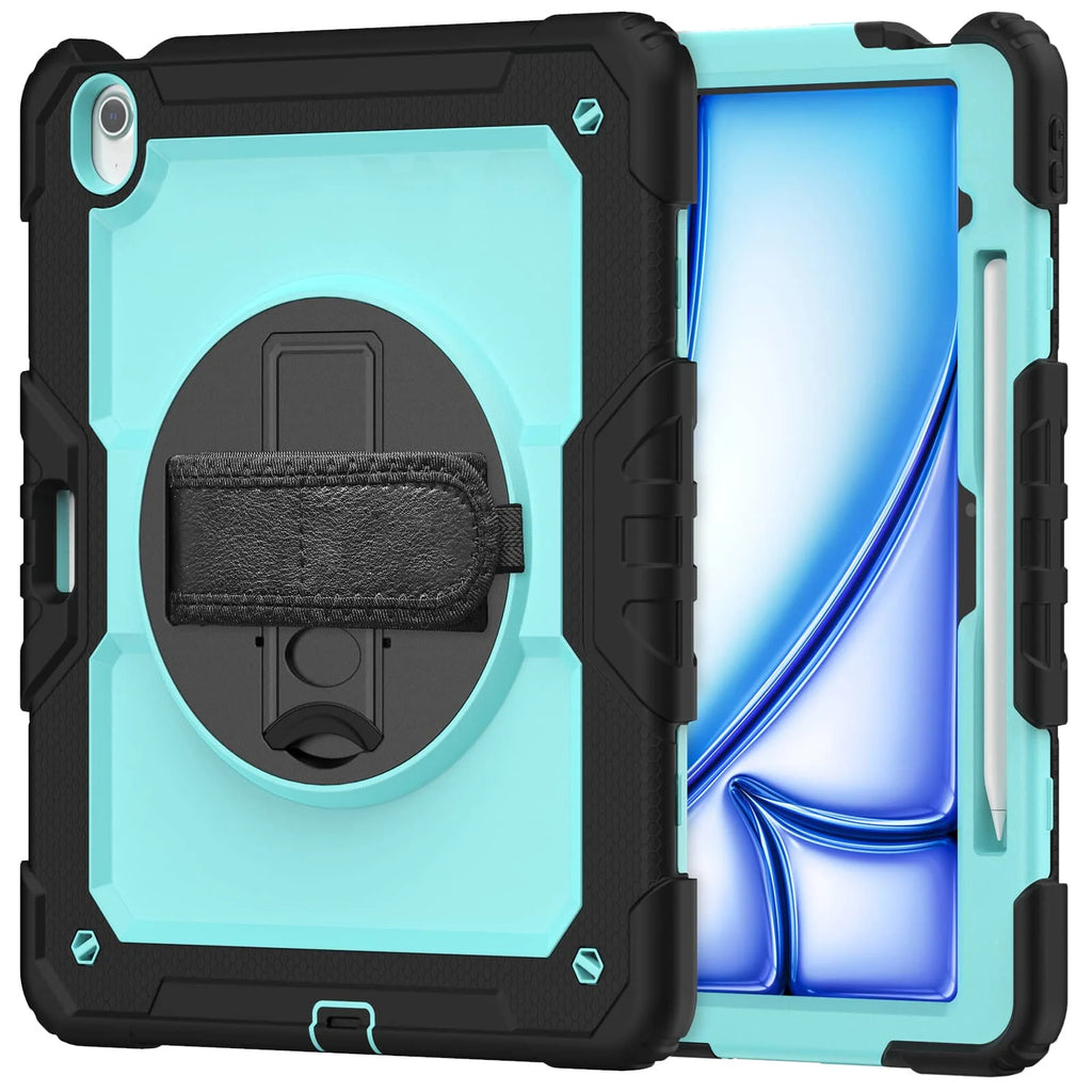 For iPad (A16) 11th Air 11 Air 13 M3  (2025) - Heavy Duty Protective Cover with Screen Protector, Shoulder Strap & Pencil Holder