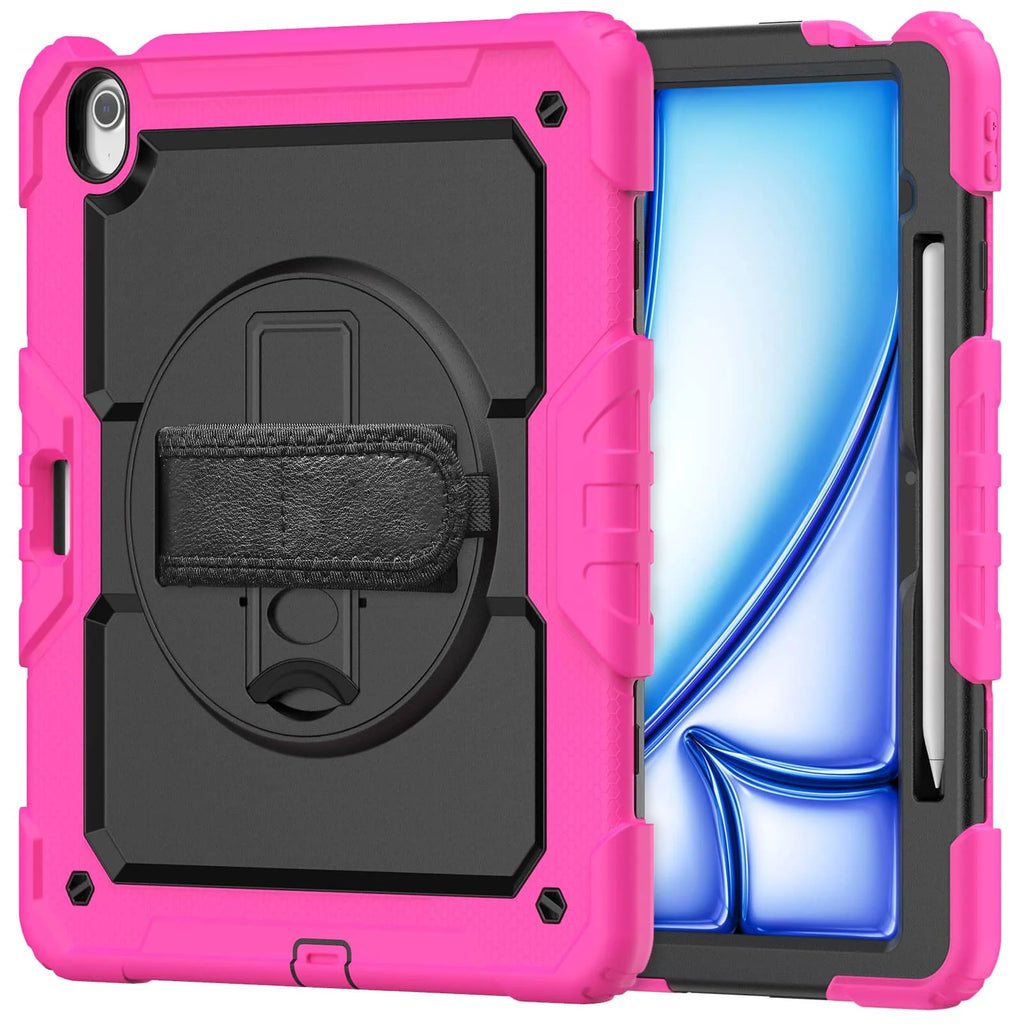 For iPad (A16) 11th Air 11 Air 13 M3  (2025) - Heavy Duty Protective Cover with Screen Protector, Shoulder Strap & Pencil Holder