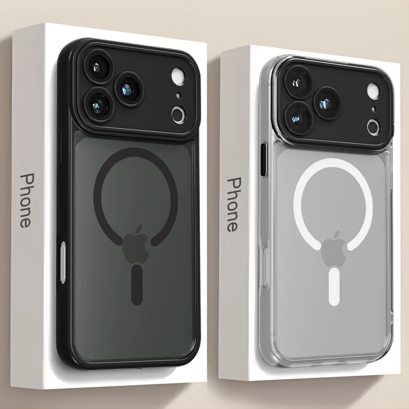 Luxury Frosted Phone Case For iPhone 17 16 15 14 13 12 11 Pro Max 16 15 Plus 17 Pro For Magsafe Matte Transparent Magnetic Cover