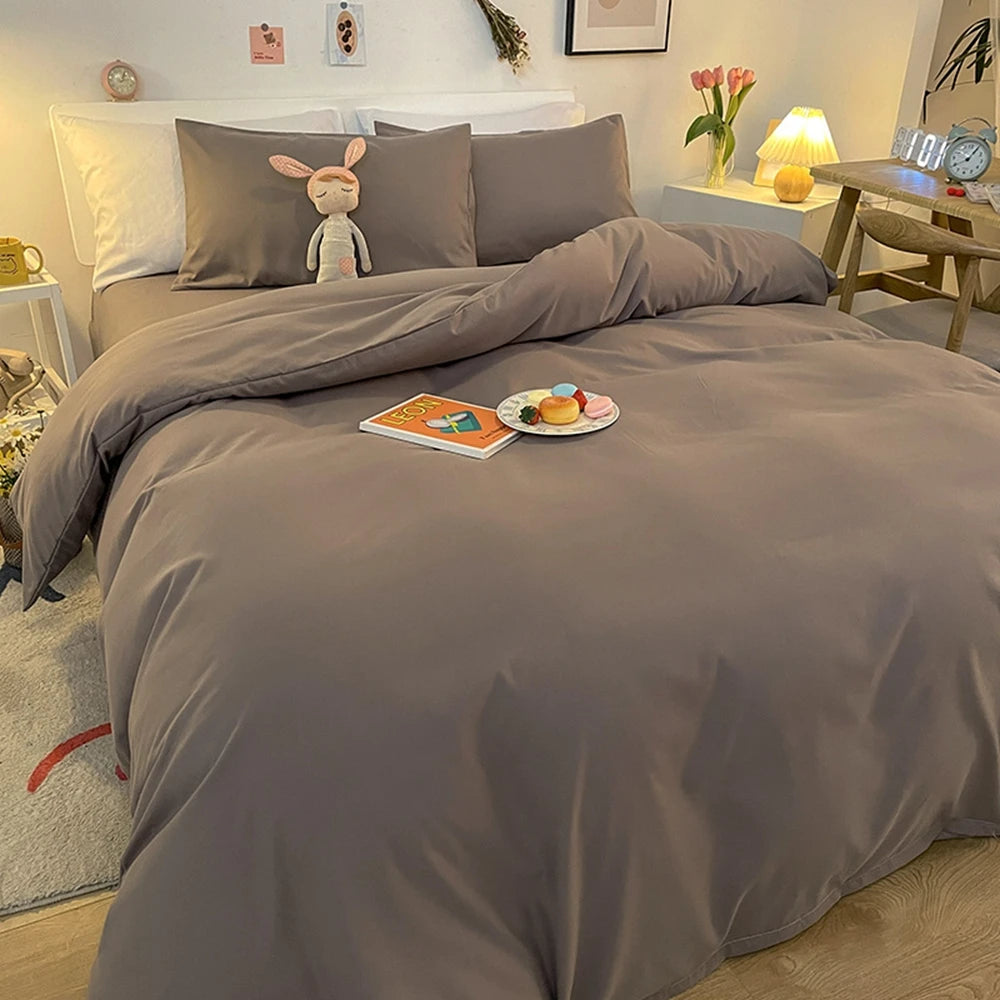 1 pc housse de couette 220x240 White White Gray Color Duvet Cover Double Size funda nordica cama 150 Queen/King Size Bed Cover