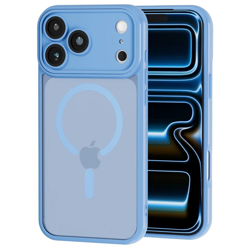 Luxury For Magsafe Phone Case For iPhone 17 16 15 14 13 12 11 Pro Max 16 15 17 Pro Lens Glass Film Clear Back Magnetic Cover