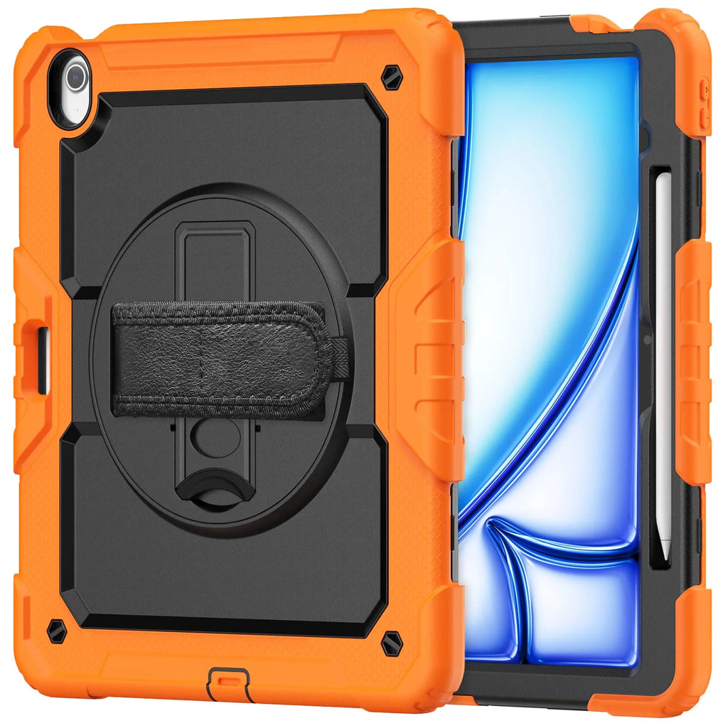 For iPad (A16) 11th Air 11 Air 13 M3  (2025) - Heavy Duty Protective Cover with Screen Protector, Shoulder Strap & Pencil Holder