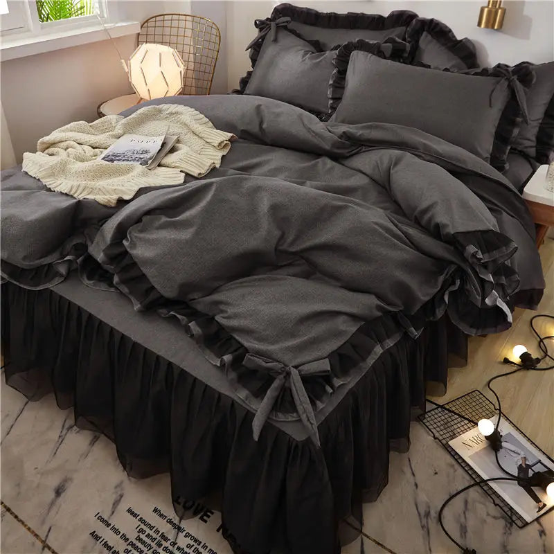 Japan Checkered Collection Soft Bedding Set Duvet Cover with Pillowcases Bedclothes Comforter covers Sets for Girls Home Textile