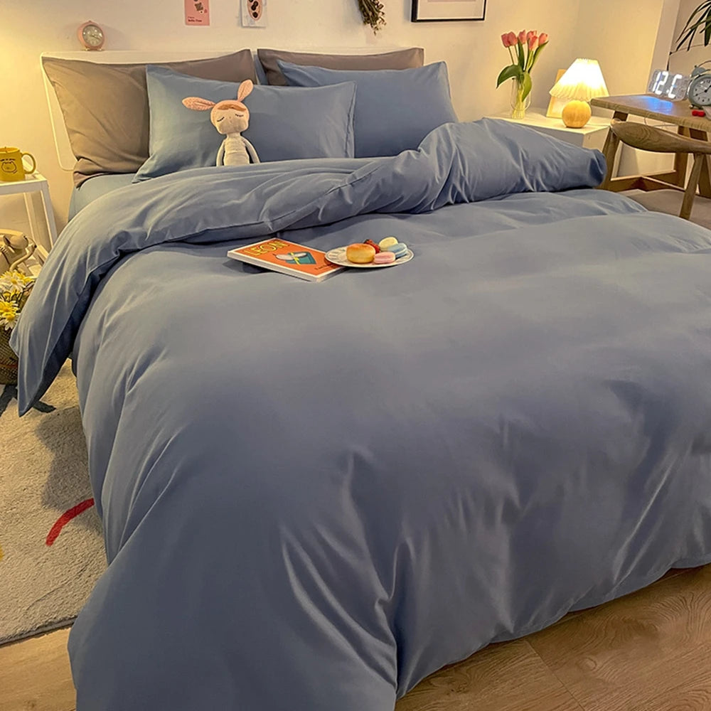 1 pc housse de couette 220x240 White White Gray Color Duvet Cover Double Size funda nordica cama 150 Queen/King Size Bed Cover
